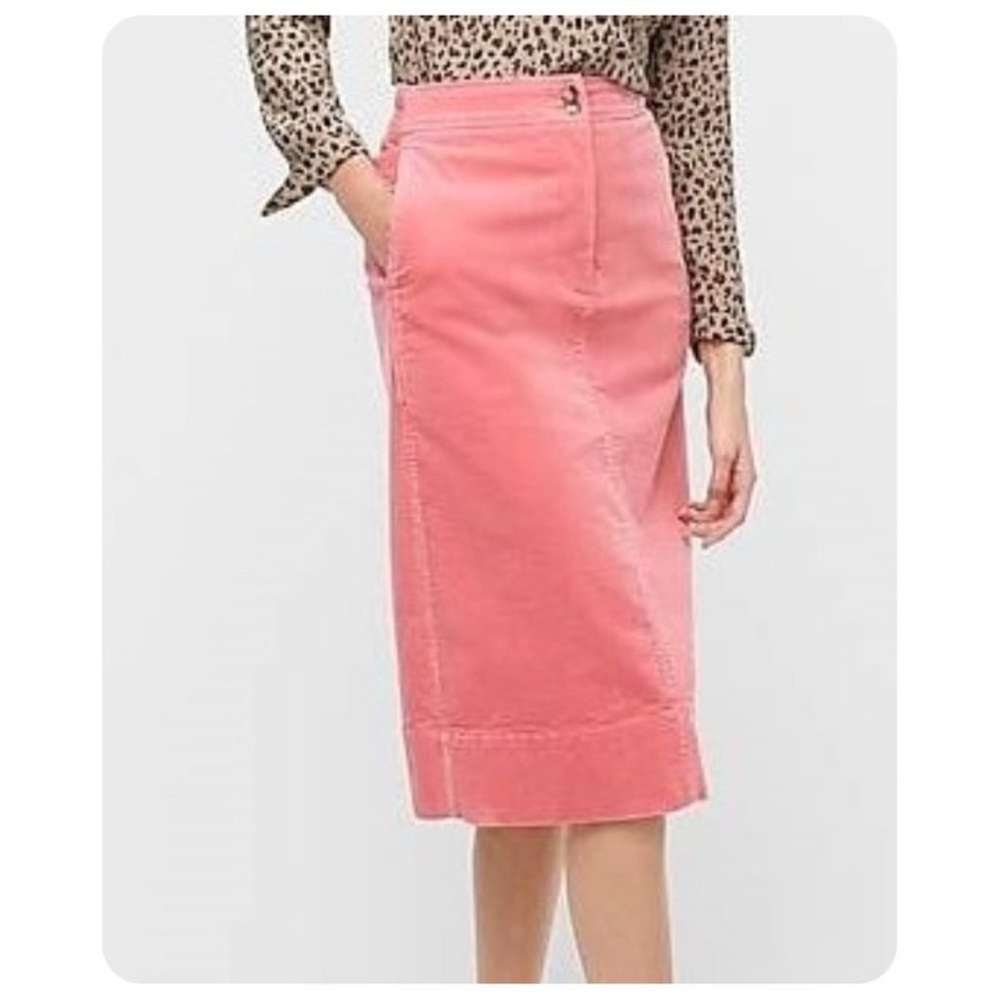 J. Crew Coral Pink Corduroy Barbiecore Midi Pencil Skirt - Women’s Size 4 ( S )